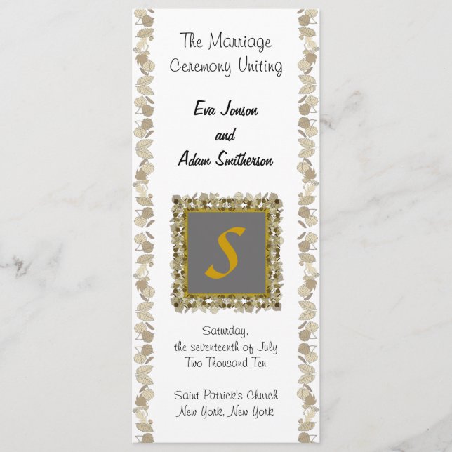 Wedding Ceremony Program Gold Leaf (Front)