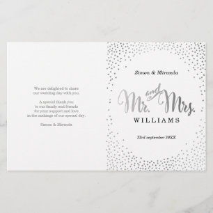 WEDDING CEREMONY PROGRAM mini silver confetti