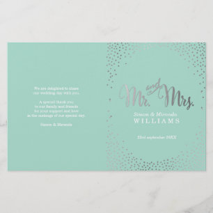 WEDDING CEREMONY PROGRAM mini silver confetti mint