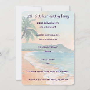 Wedding Ceremony Tropical Beach Program Card