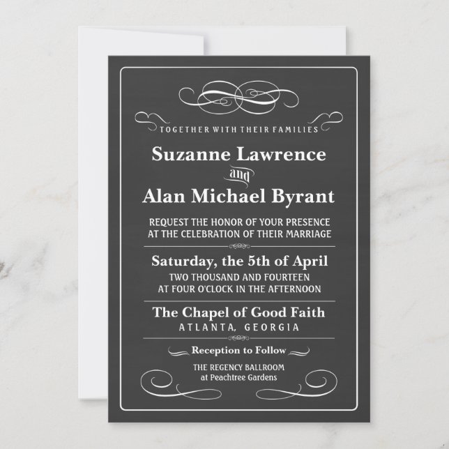 Wedding Chalkboard Vintage Poster Invitation (Front)