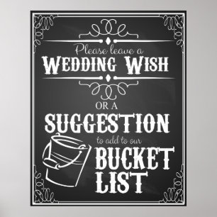 Wedding chalkboard "Wish list"  bucket list sign