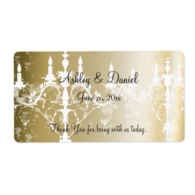 Wedding /Chandelier & Champagne Water/Wine Label (Front)