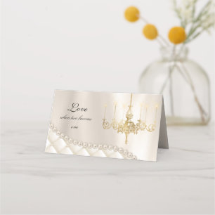Wedding Chandelier Lighting Ivory Pearl Place Card