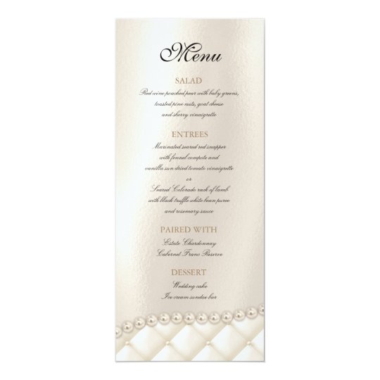 Wedding Chandelier Lighting Ivory Pearls Menu Card