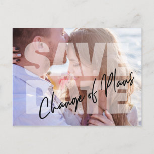 Wedding change of plans photo modern announcement postcard