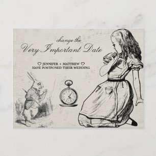 Wedding Change the Date Alice in Wonderland Postcard