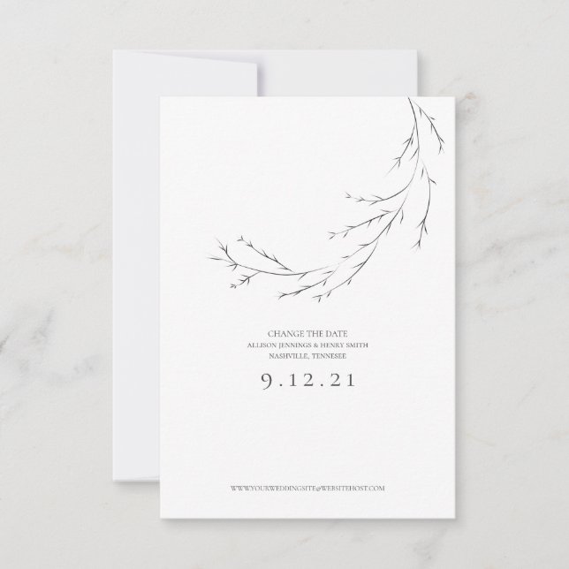 Wedding Change the Date Minimalist Hand-Drawn Card (Front)