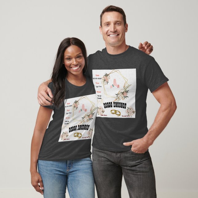 Wedding Charcoal Heather Colour Couple Text Image T-Shirt (Unisex)
