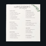 Wedding Checklist Notepad<br><div class="desc">The Perfect planner with a front wedding checklist so the soon to be bride can be on the top of things and avoid the bridezilla syndrome! You can personalize each batch of the checklist or leave it as it is, but do not forget to personalise with your names and wedding...</div>
