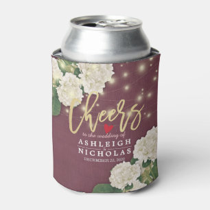 Wedding Cheers to Love Chic Hydrangea String Light Can Cooler