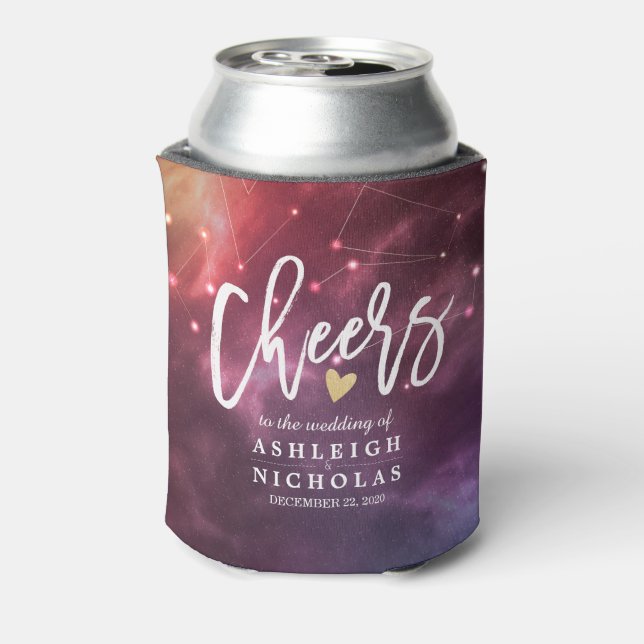 Wedding Cheers to Love Space Galaxy Constellations Can Cooler (Can Back)