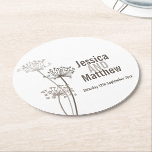 Wedding chervil graphic art brown paper coasters