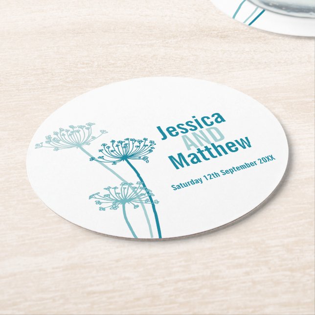 Wedding chervil graphic art paper coasters (Angled)