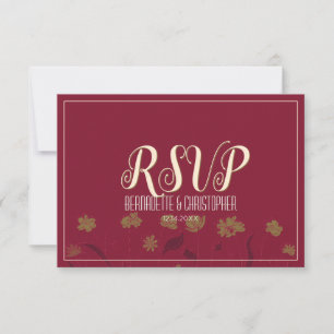 Wedding Chic Modern Elegant Simple Red Wine RSVP Card