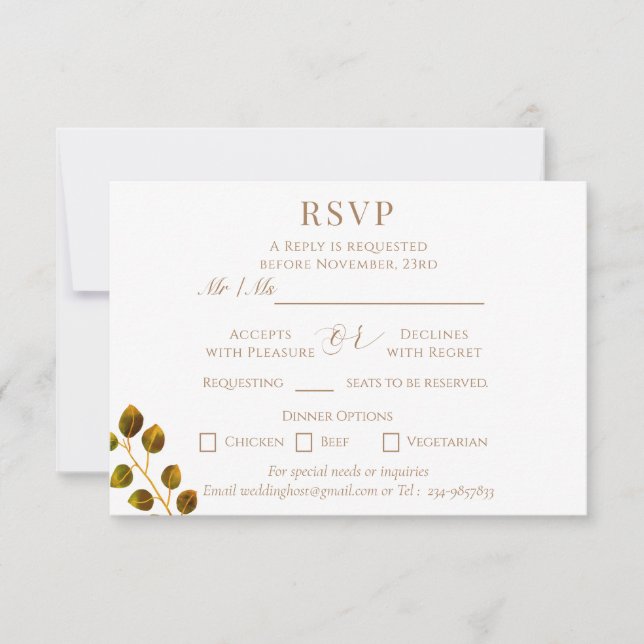 Wedding Chic Monogram RSVP Card (Front)