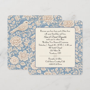 Wedding Chinoiserie Bird and Flower Pattern Invitation