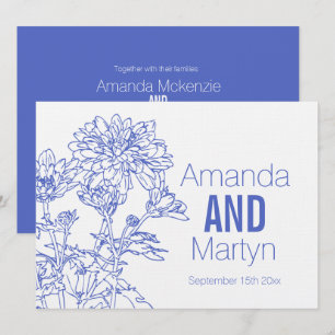 Wedding chrysanthemum blue wedding invite