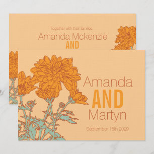 Wedding chrysanthemum orange fall wedding invites