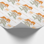 Wedding chrysanthemum orange name date wrap wrapping paper<br><div class="desc">Pretty wedding wrapping paper ideal for wrapping a very special gift to the newly weds or for wrapping wedding favours. Graphic outline chrysanthemum flower art in orange, green and brown wedding gift wrap paper. Ideal for autumn and fall weddings. Customize with bride and groom's name, wedding date and choice of...</div>