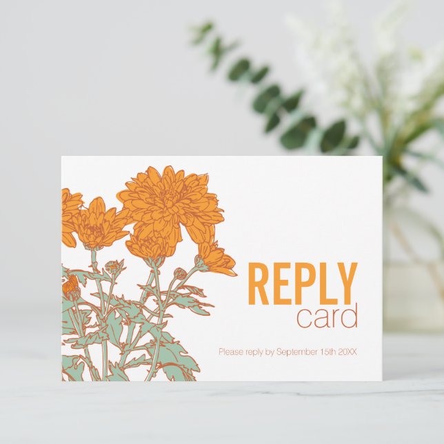 Wedding chrysanthemum orange wedding RSVP QR code (Standing Front)