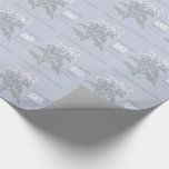 Wedding chrysanthemum white name date wrap wrapping paper<br><div class="desc">Pretty wedding wrapping paper ideal for wrapping a very special gift to the newly weds or for wrapping wedding favours. Graphic outline chrysanthemum flower art in white, green and grey blue wedding gift wrap paper. Ideal for autumn and fall weddings. Customize with bride and groom's name, wedding date and choice...</div>