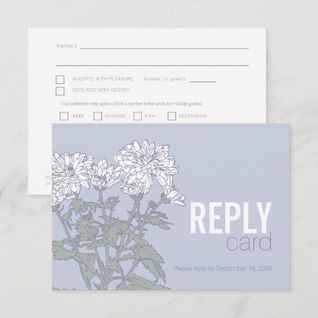 Wedding chrysanthemum white wedding RSVP QR code Card (Front/Back)