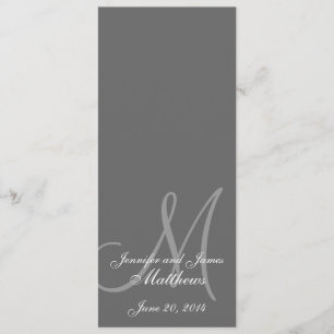 Wedding Church Program Monogram Grey & White