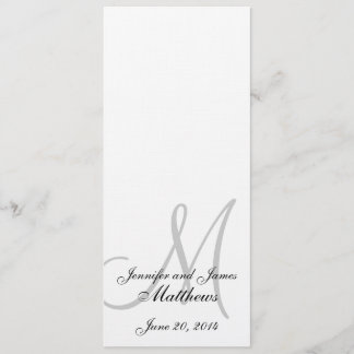 Wedding Church Program Monogram Linen White