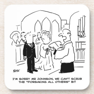 Wedding Church Service Vicar Can't Scrub Vows Coaster