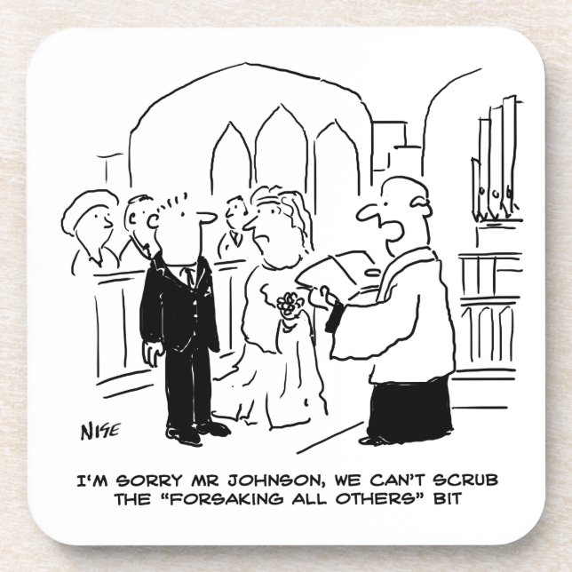 Wedding Church Service Vicar Can't Scrub Vows Coaster (Front)