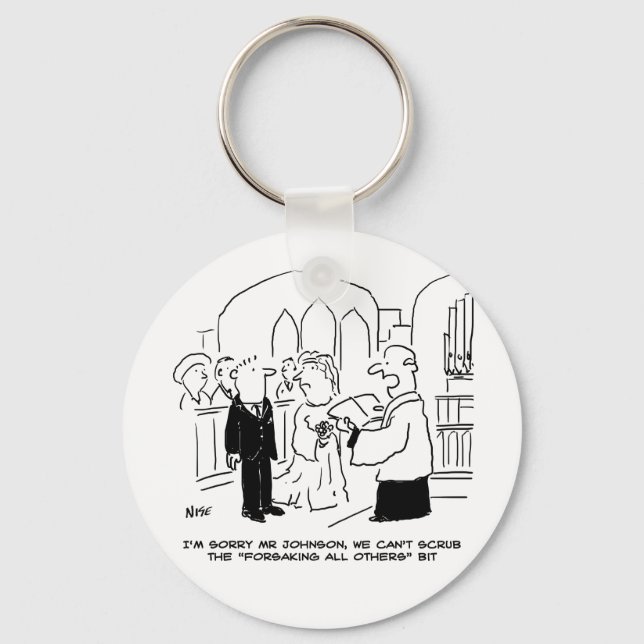 Wedding Church Service Vicar Can't Scrub Vows Keychain (Front)