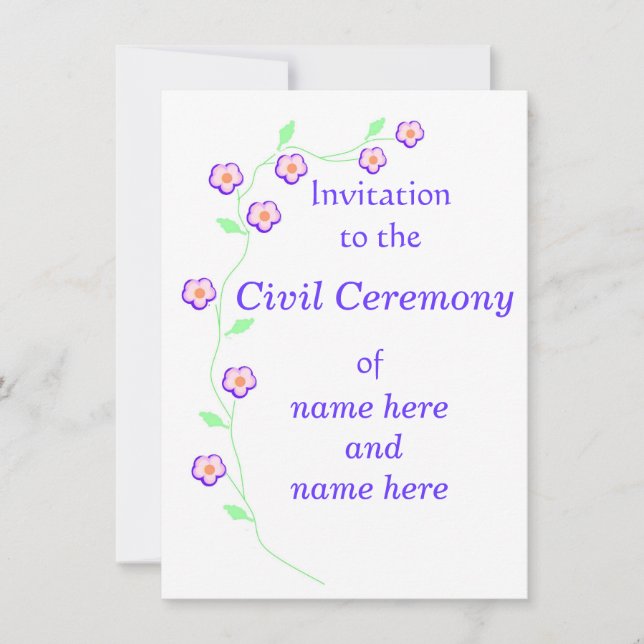 Wedding/Civil Ceremony Invitation Pink Floral (Front)