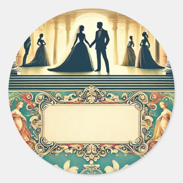 wedding  classic round sticker (Front)