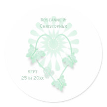 Wedding Classic Round Sticker Peppermint Butterfly