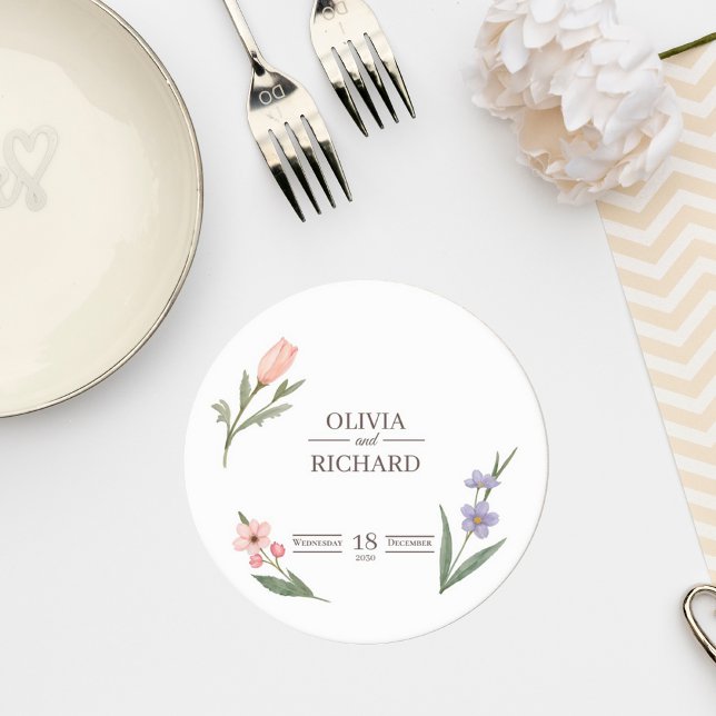 Wedding Coaster with Romantic Botanical Design (Creator Uploaded)