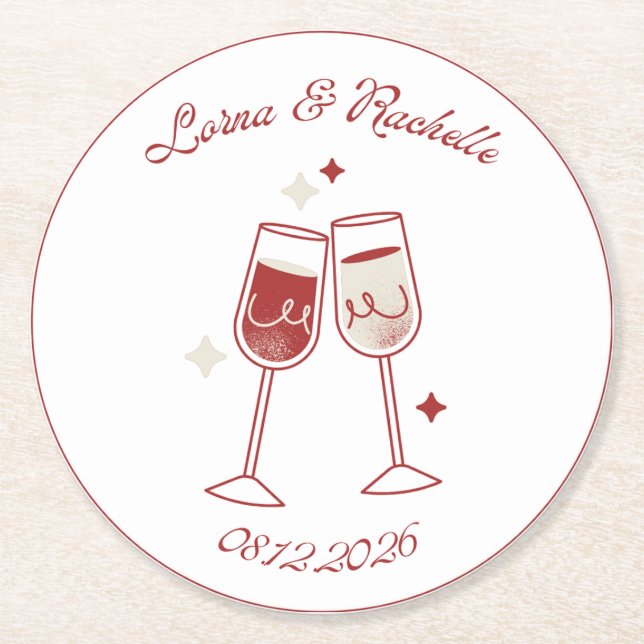 Wedding Coasters Elegant Personalized (Front)