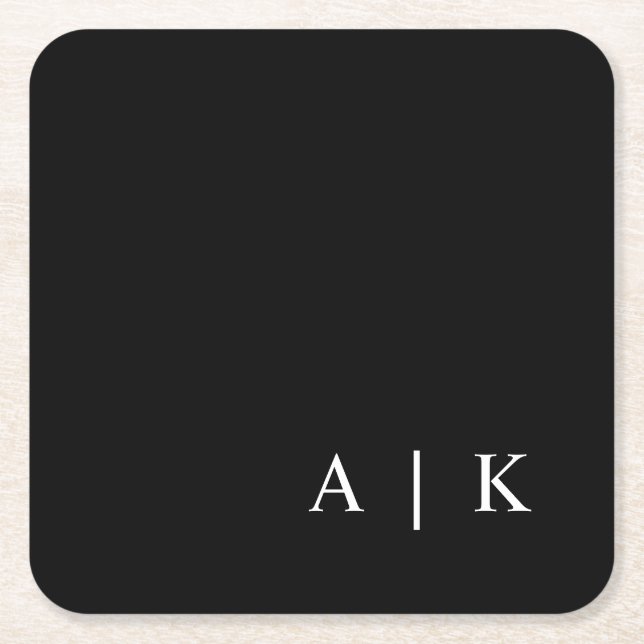 Wedding Coasters Favours With Monogram Black White (Front)