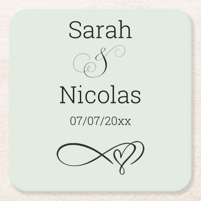 Wedding coasters personalized minimalist  (Front)