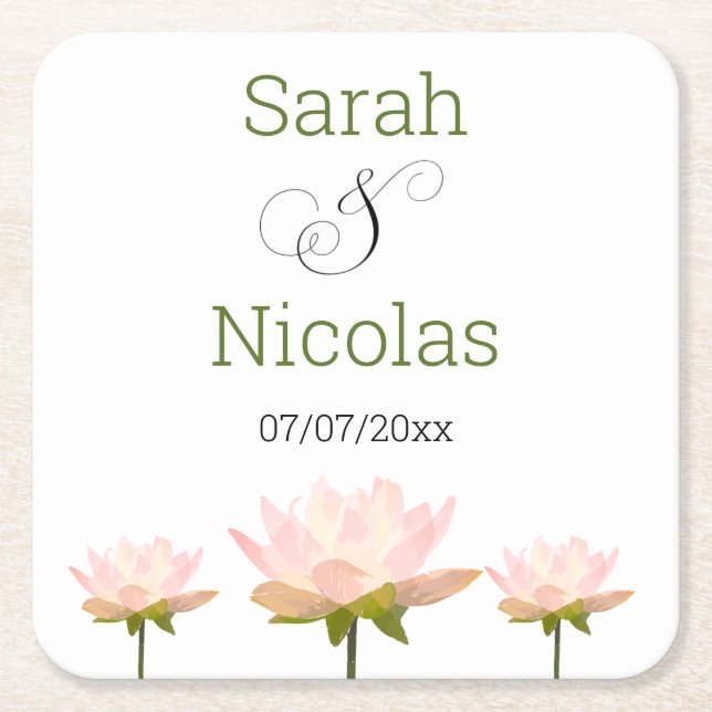 Wedding coasters personalized minimalist  (Front)