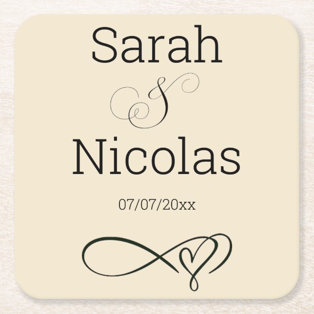 Wedding coasters personalized minimalist  (Front)