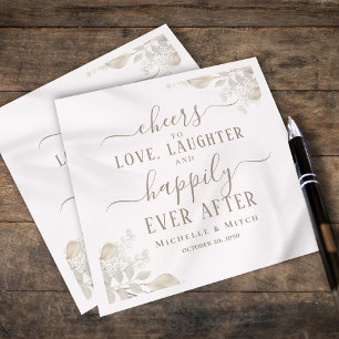 Wedding Cocktail Cheers Typography Sage Greenery Napkin