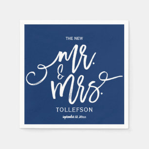 Wedding Cocktail Napkins Typography (Navy Blue)