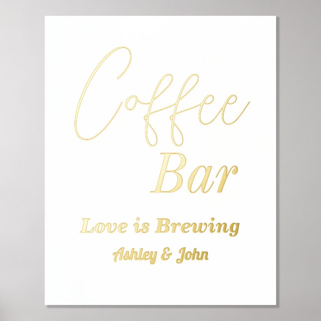 Wedding Coffee Bar Gold White  Foil Prints (Front)