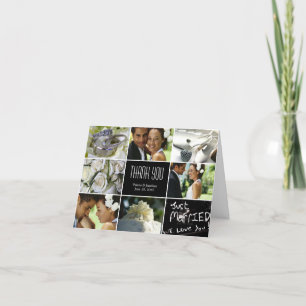 Wedding Collage Thank You Card - Black