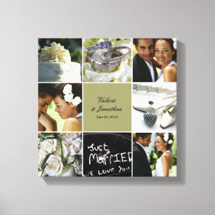 Wedding Collage Wrapped Canvas - Custom Colour