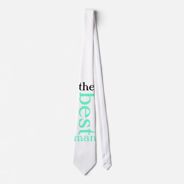 Wedding Collection-  Teal, Black "the best man" Tie (Front)