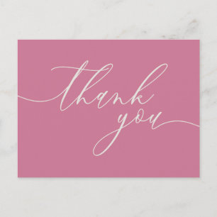 Wedding Colour Clean Photo Pink Cream Thank you Postcard
