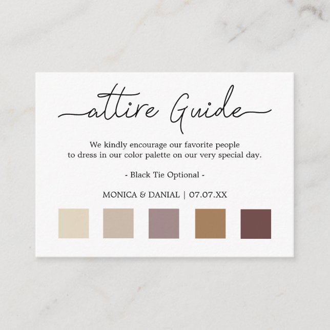  Wedding Colour Dress Code Enclosure Card (Front)