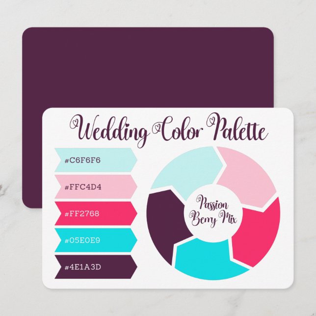 Wedding Colour Palette Card with Hex Colour Codes  (Front/Back)